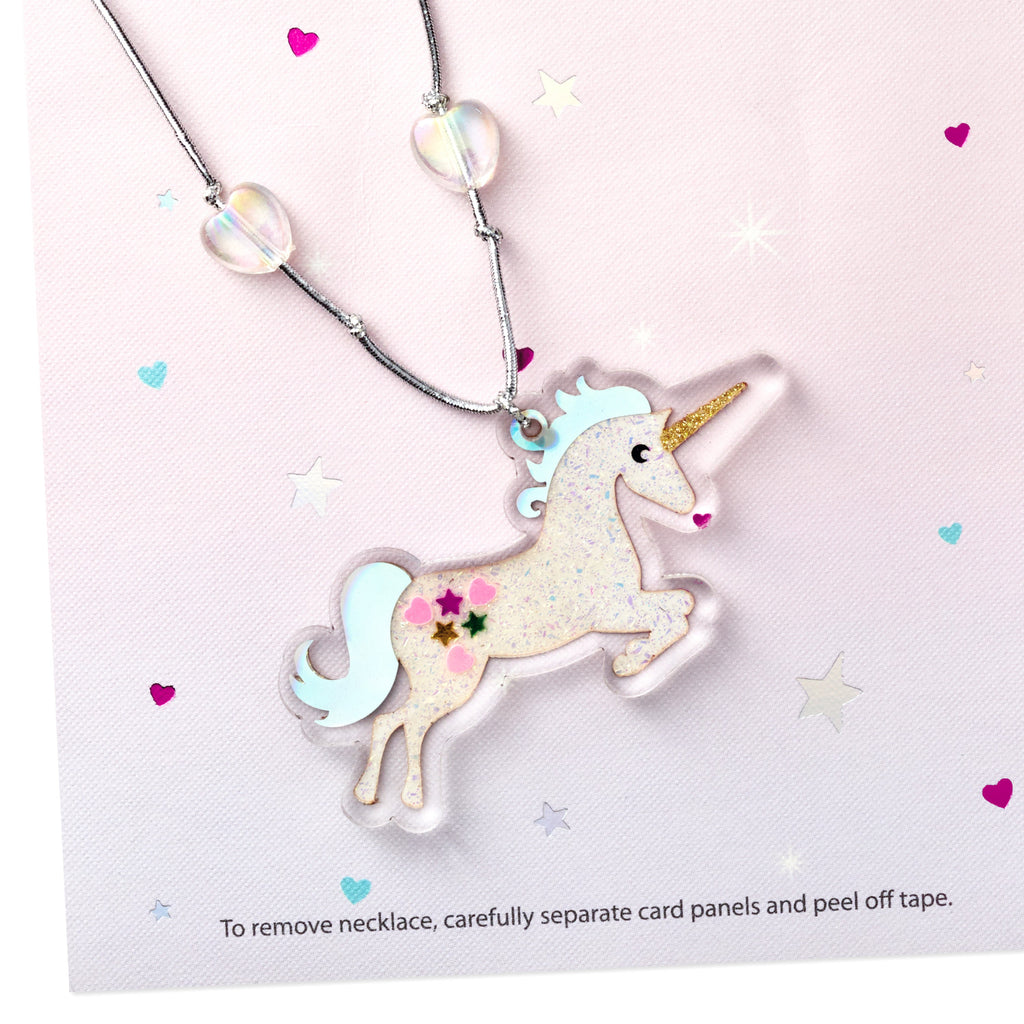 Signature Valentines Day Card for Kids (Removable Unicorn Necklace)