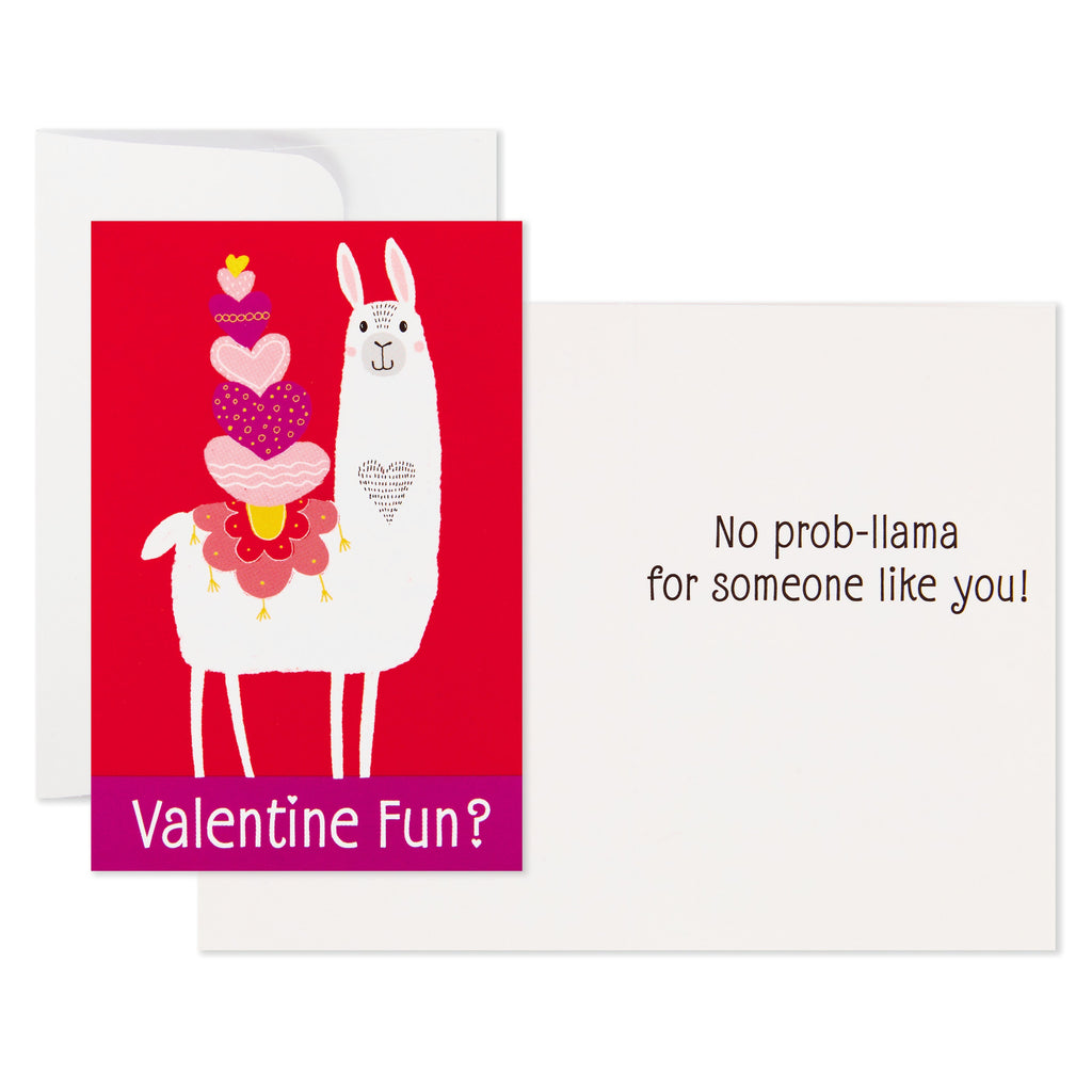 Assorted Valentines Day Cards for Kids, 12 Cards with Envelopes (Unicorns, Bears, Llamas)