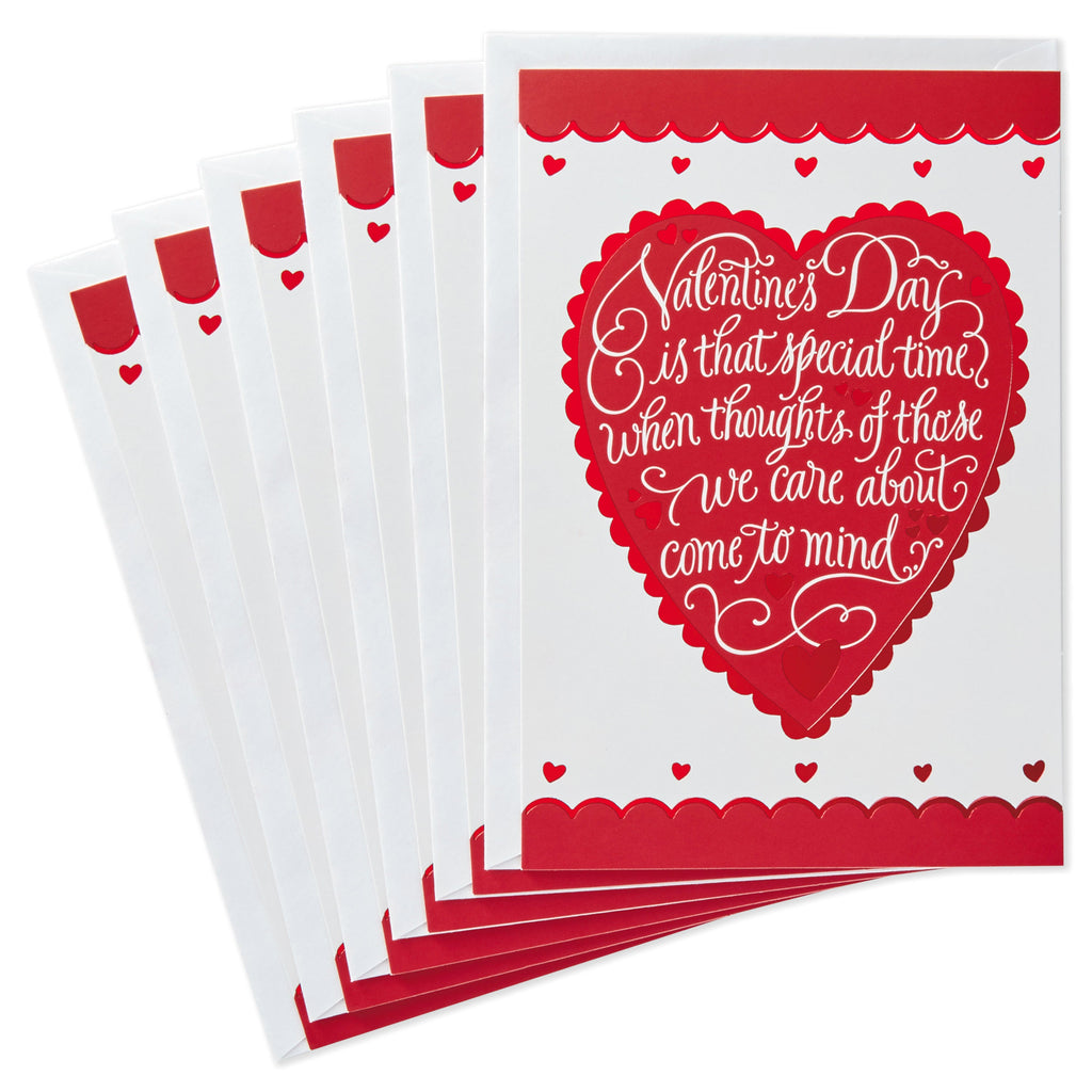 Valentines Day Cards Pack, Heart (6 Valentine Cards with Envelopes)