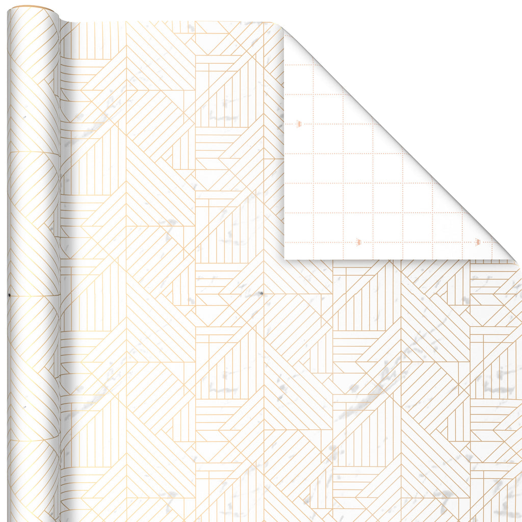 Hallmark Premium Wrapping Paper Bundle with Cut Lines on Reverse - Marble, Sparkly Black, & Antiqued Marigold (3-Pack: 85 sq. ft. ttl.) for Birthdays, Weddings, Graduations & Valentine's Day