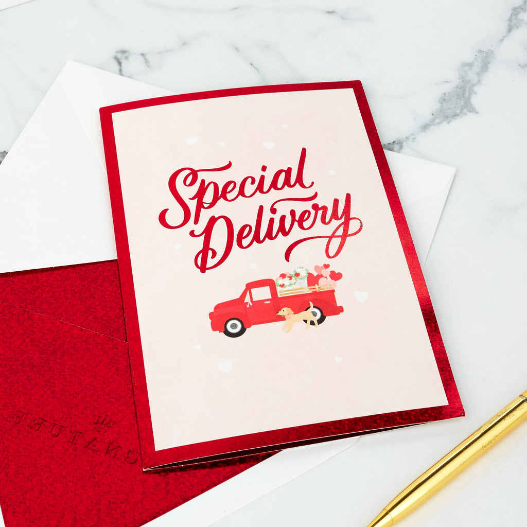 Signature Paper Wonder Pop Up Valentines Day Card (Vintage Red Truck)